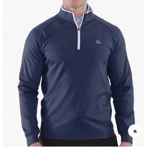 Deolax Mens Performance‎ 1/4 Zip Pullover Navy Blue Golf Sweatshirt Large